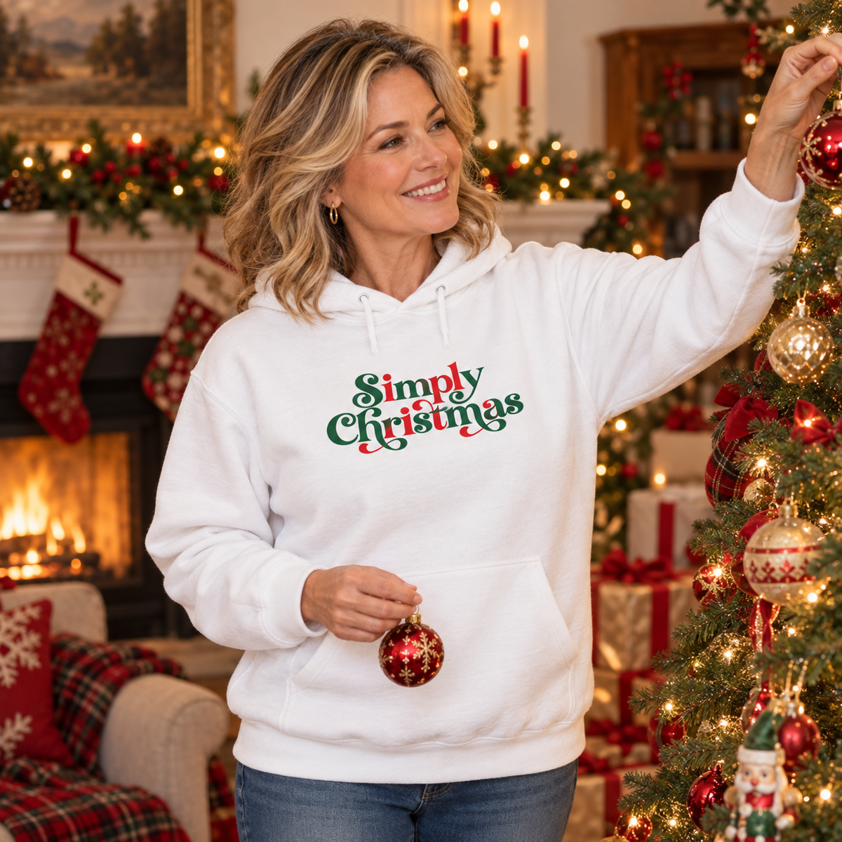 Simply Christmas Hoodie | Retro Festive Holiday Sweatshirt