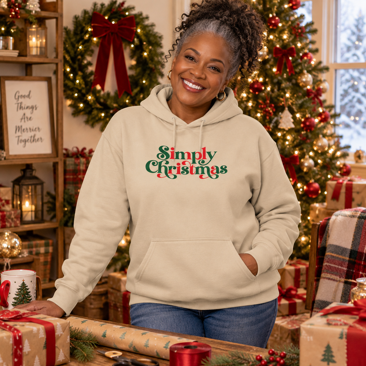 Simply Christmas Hoodie | Retro Festive Holiday Sweatshirt