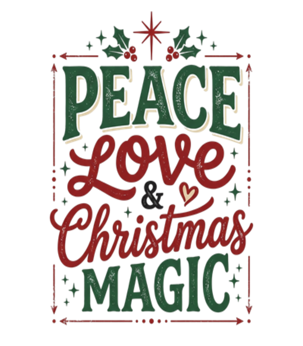 Christmas T-Shirt — "Peace Love & Christmas Magic" Holiday Graphic Tee