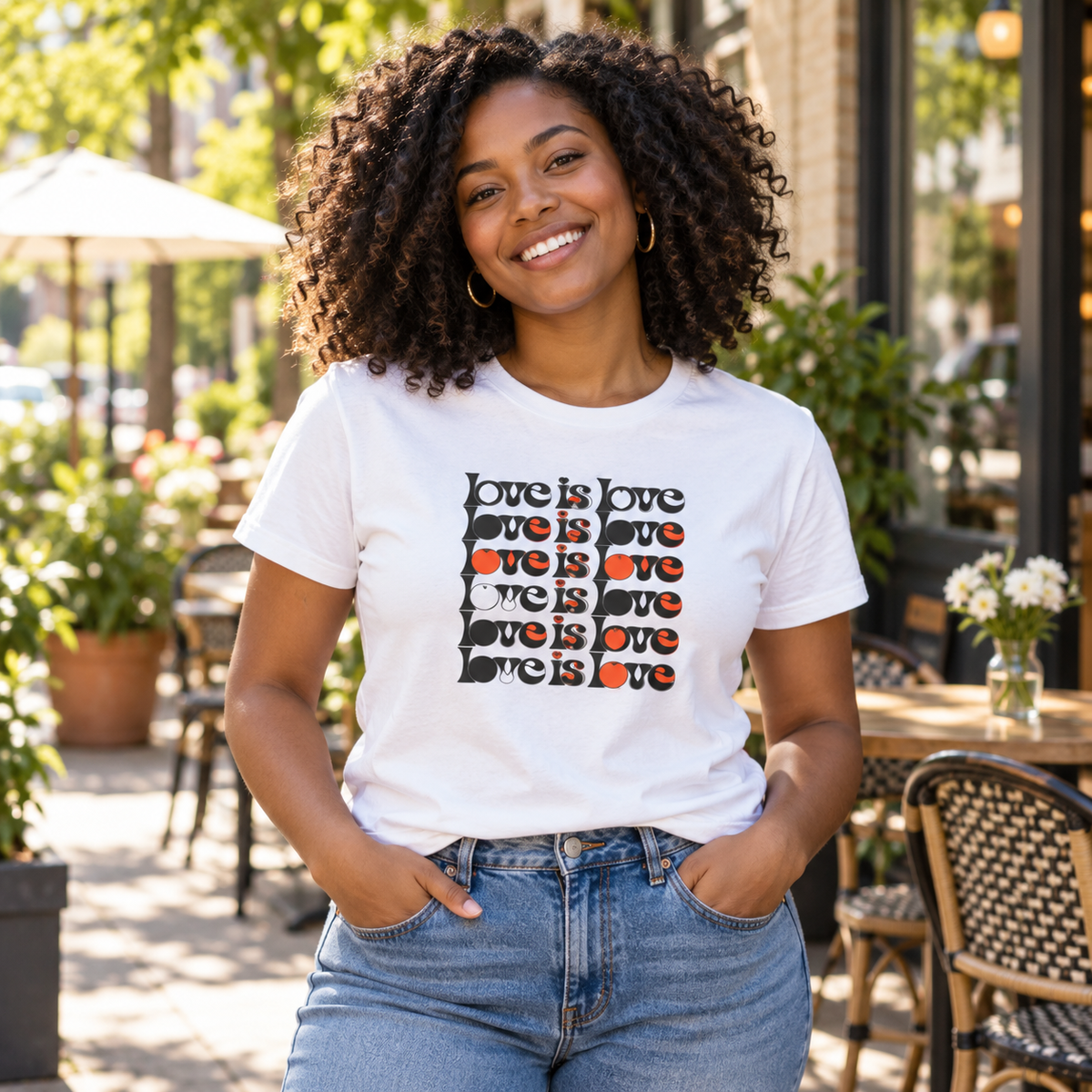 Love Is Love Stacked T-Shirt - Retro LGBTQ+ White Graphic Tee
