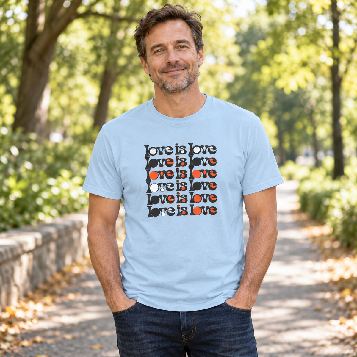 Love Is Love Stacked T-Shirt - Retro LGBTQ+ White Graphic Tee
