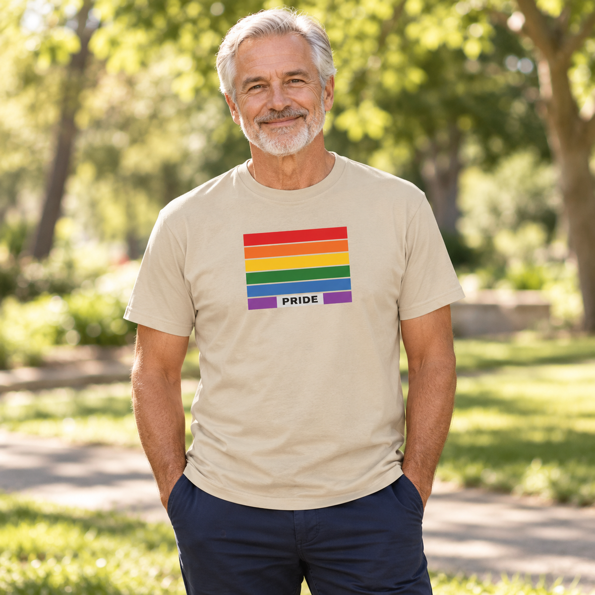 LGBTQ Rainbow Flag Pride T-Shirt | Sand Cotton Graphic Tee