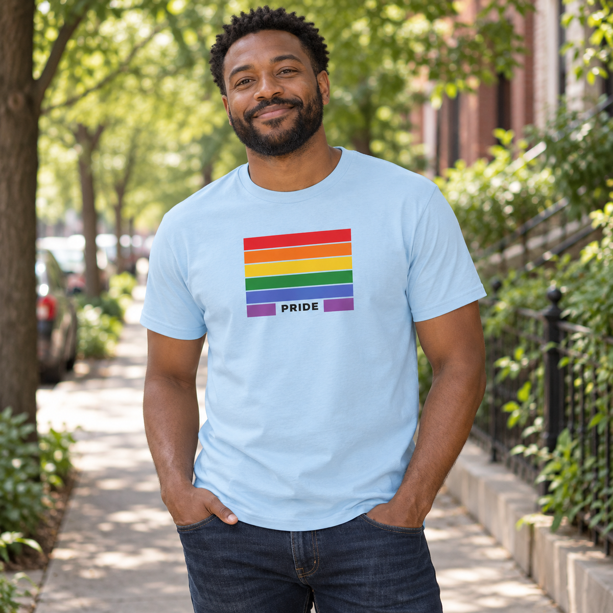 LGBTQ Rainbow Flag Pride T-Shirt | Sand Cotton Graphic Tee