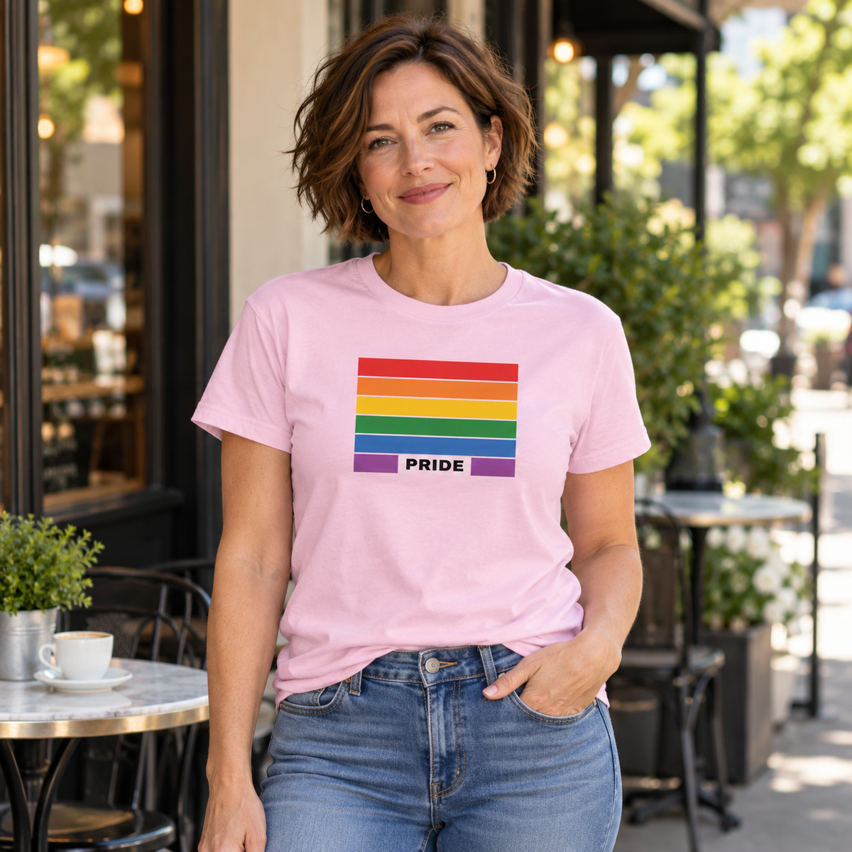 LGBTQ Rainbow Flag Pride T-Shirt | Sand Cotton Graphic Tee