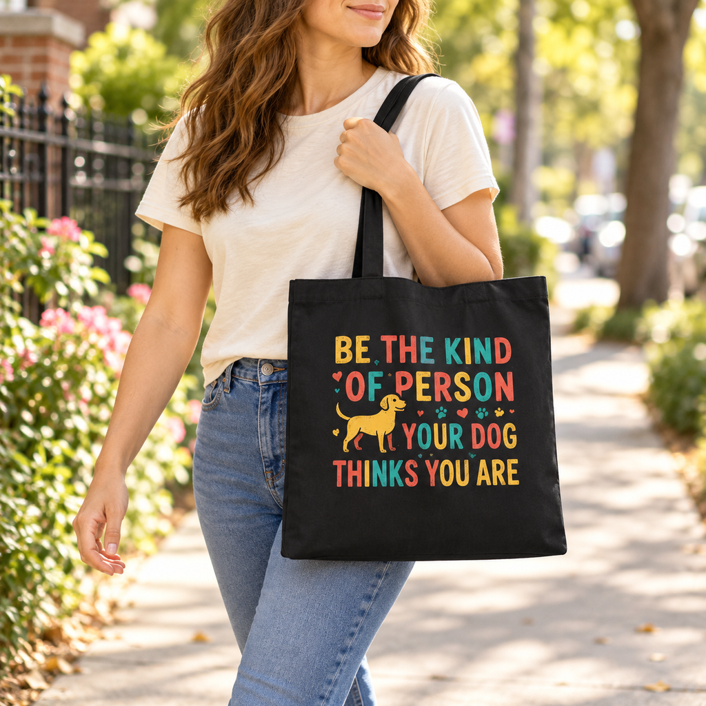 Be The Kind Of Person Your Dog Thinks You Are Tote Bag | Dog Lover Canvas Bag