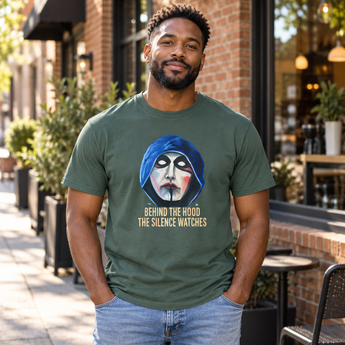Behind The Hood Graphic Tee - Original Painted Dark Art T-Shirt