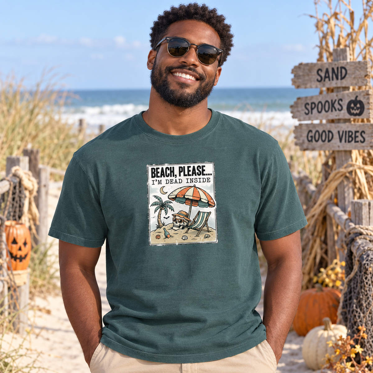 Beach Please I'm Dead Inside Shirt | Vintage Skull Beach Halloween T-Shirt