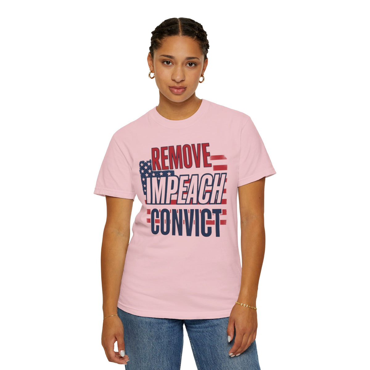 Remove Impeach Convict T-Shirt | American Flag Political Statement Tee