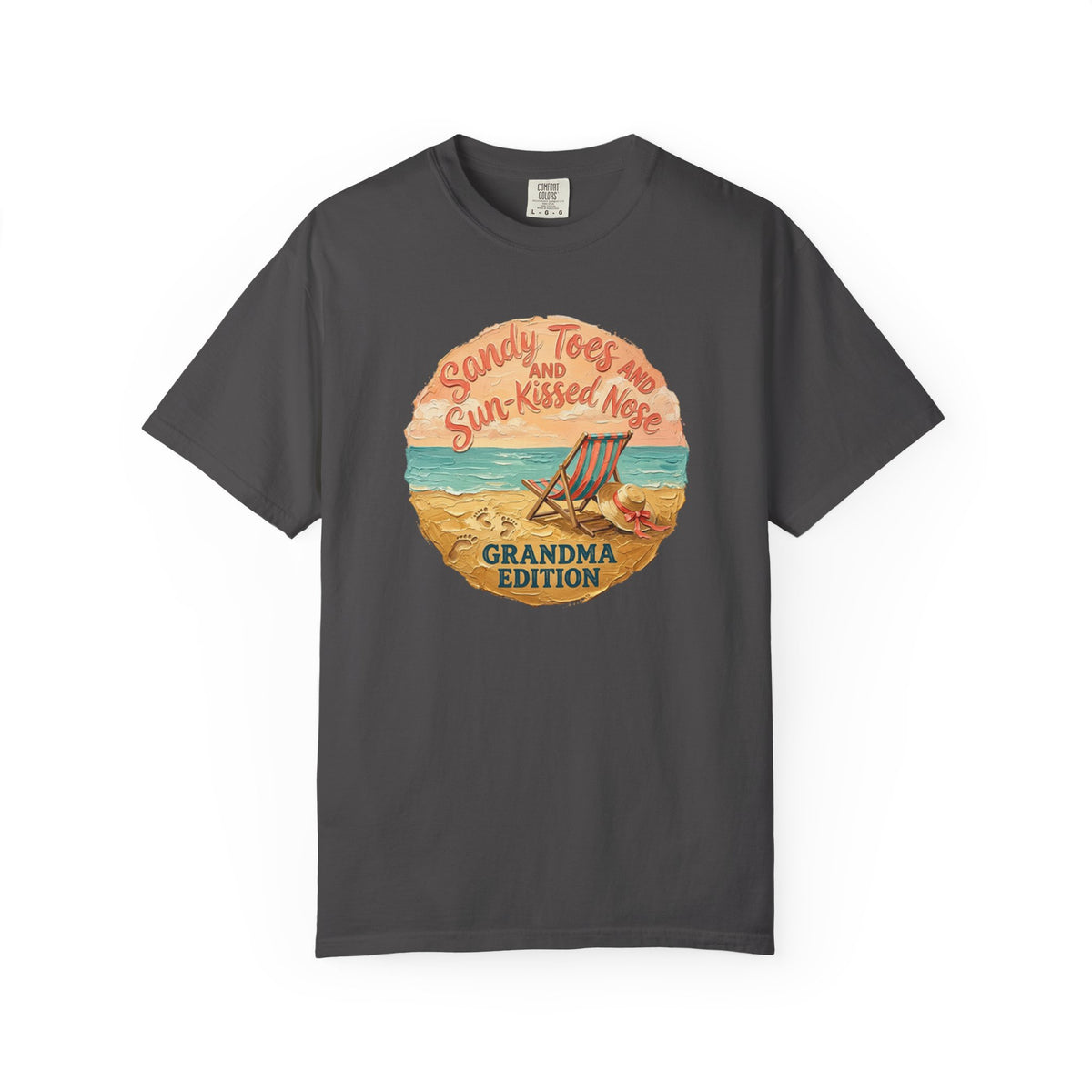 Grandma Edition Beach T-Shirt — "Sandy Toes and Sun-Kissed Nose" Vintage Coastal Tee