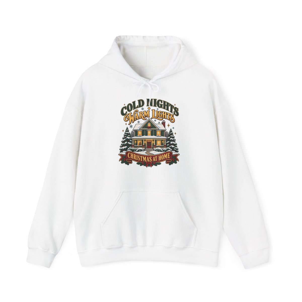 Cold Nights Warm Lights Christmas at Home Hoodie | Nostalgic Holiday Sweatshirt