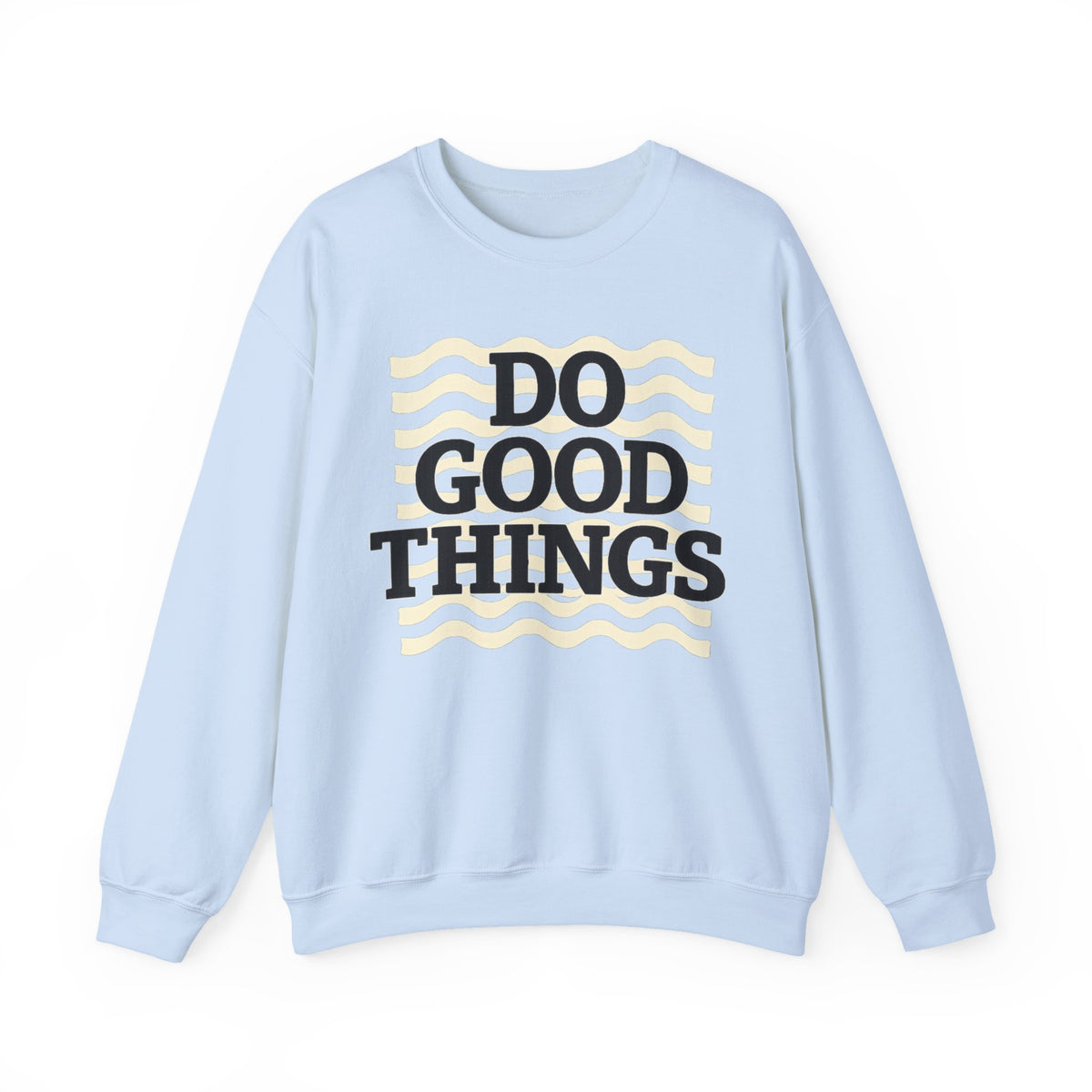 Do Good Things Sweatshirt | Olive Green Retro Wavy Graphic Pullover