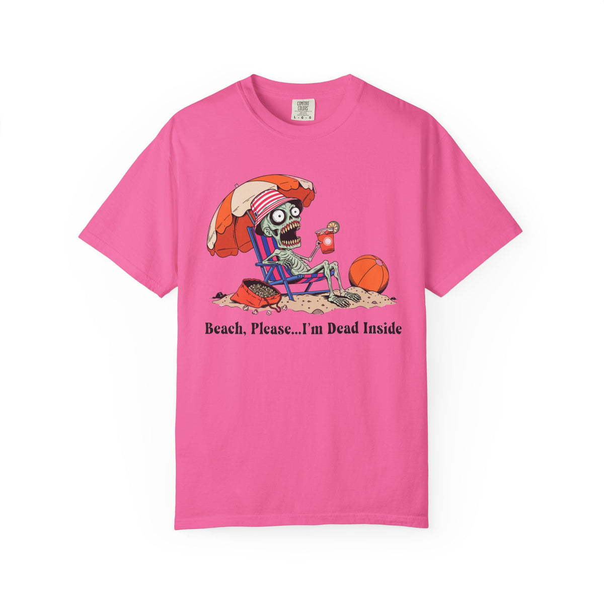 Beach Please I'm Dead Inside Shirt | Zombie Skeleton Beach Halloween T-Shirt
