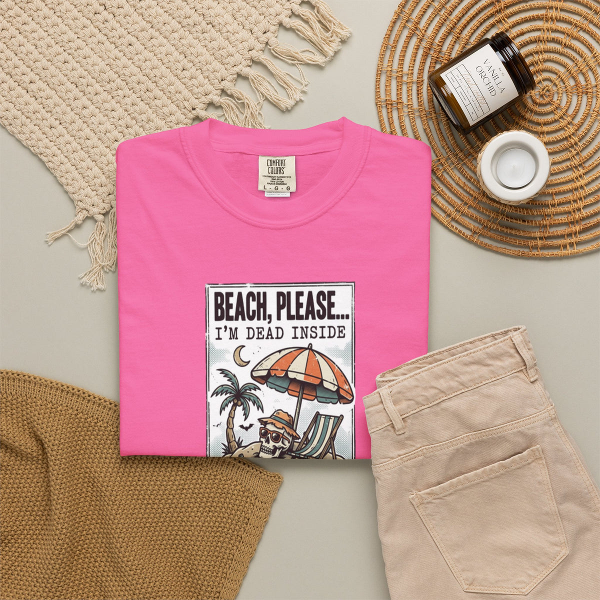 Beach Please I'm Dead Inside Shirt | Vintage Skull Beach Halloween T-Shirt