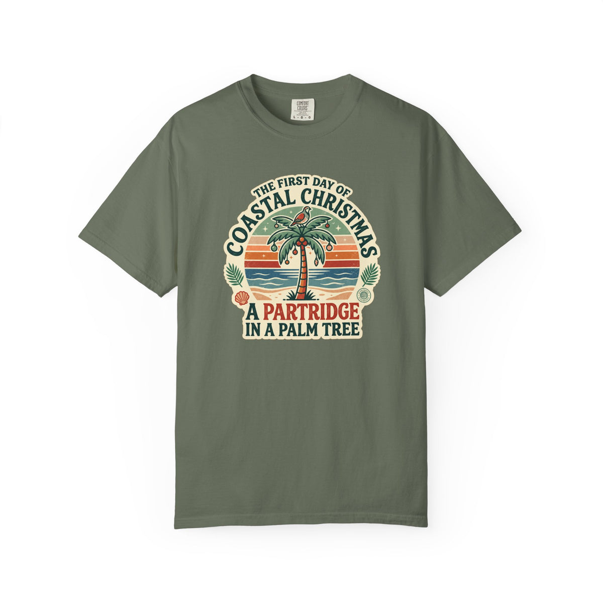 Partridge in a Palm Tree Coastal Christmas T-Shirt | Tropical Holiday Graphic Tee
