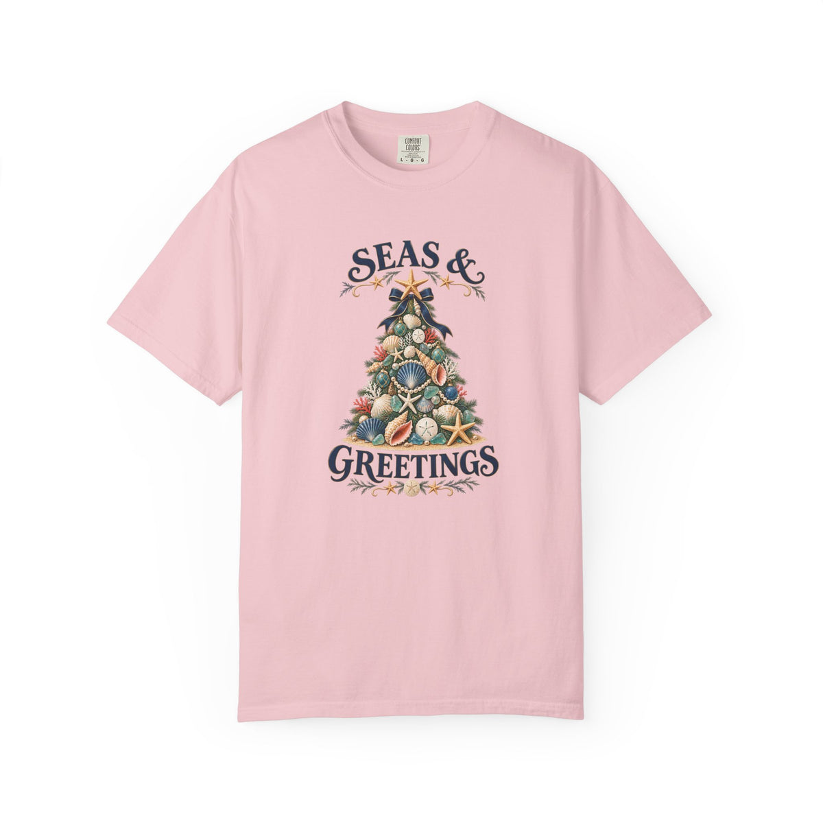 Seas & Greetings Seashell Christmas Tree T-Shirt | Coastal Holiday Beach Tee