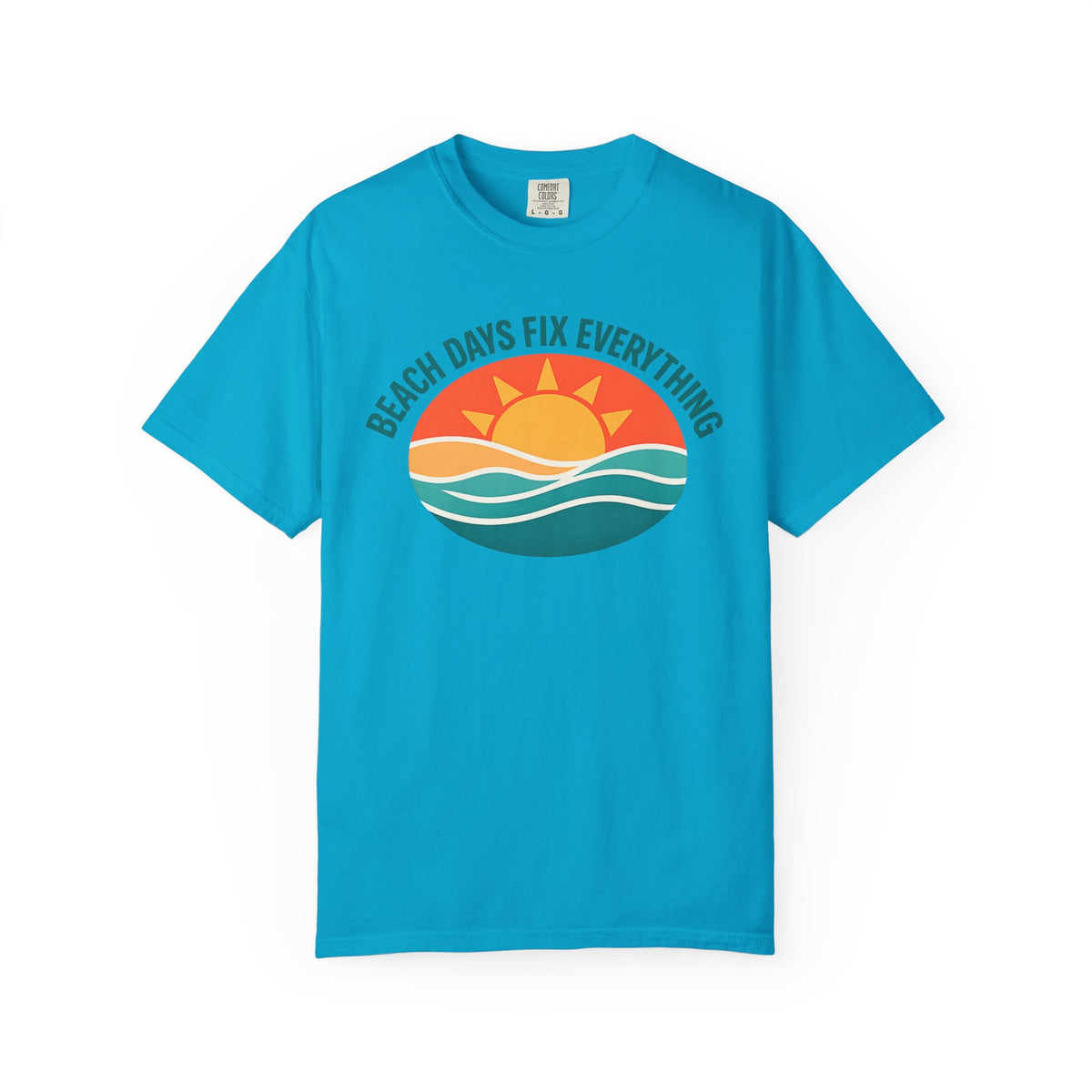 Beach Days Fix Everything T-Shirt | Retro Wave & Sun Graphic Tee | Ocean Vacation Shir