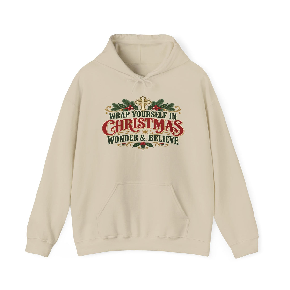 Wrap Yourself in Christmas Wonder & Believe Hoodie | Christian Holiday Sweatshirt