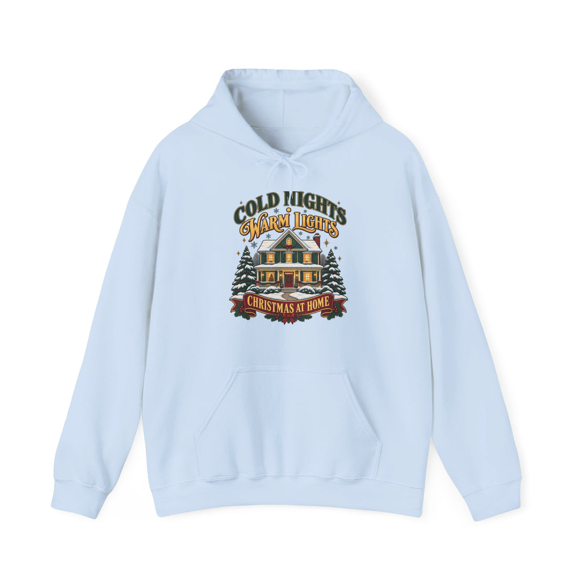 Cold Nights Warm Lights Christmas at Home Hoodie | Nostalgic Holiday Sweatshirt