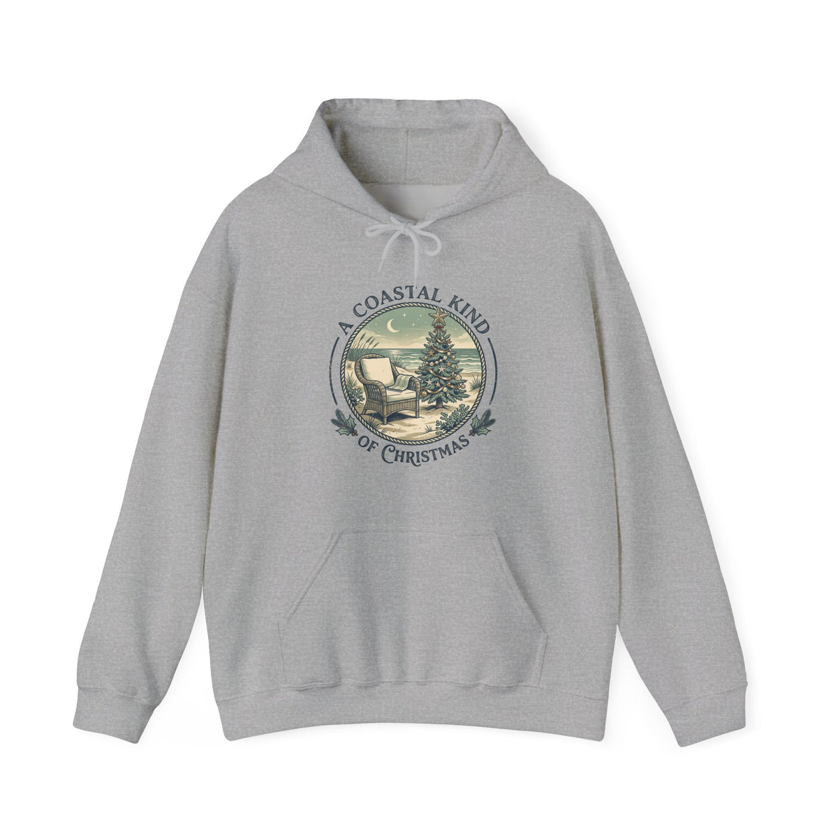 A Coastal Kind of Christmas Hoodie | Beach Chair Holiday Pullover Sweatshirt