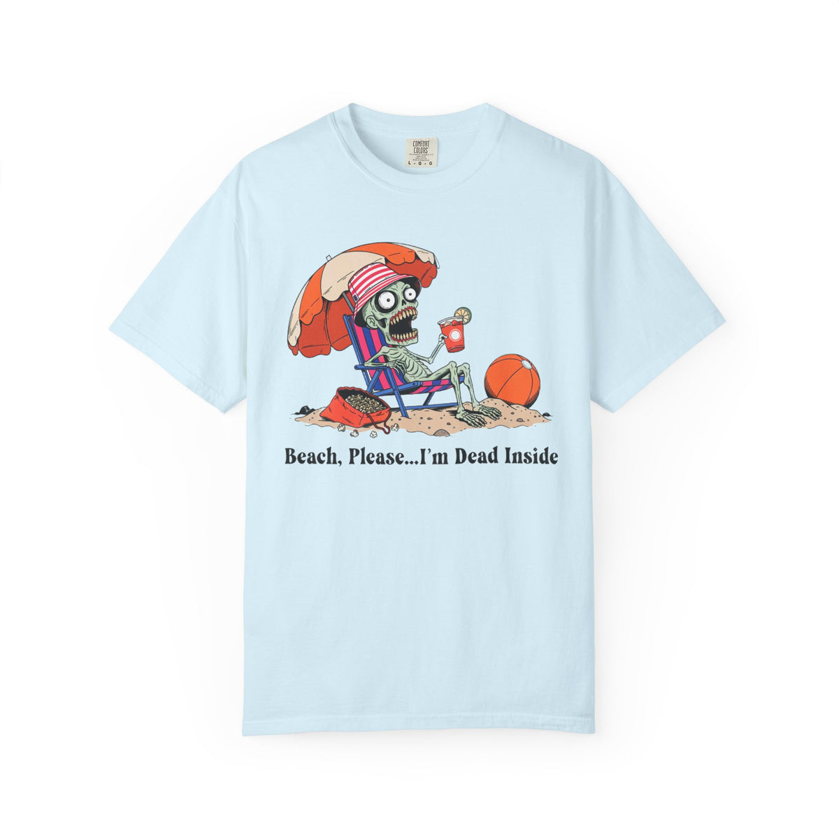 Beach Please I'm Dead Inside Shirt | Zombie Skeleton Beach Halloween T-Shirt