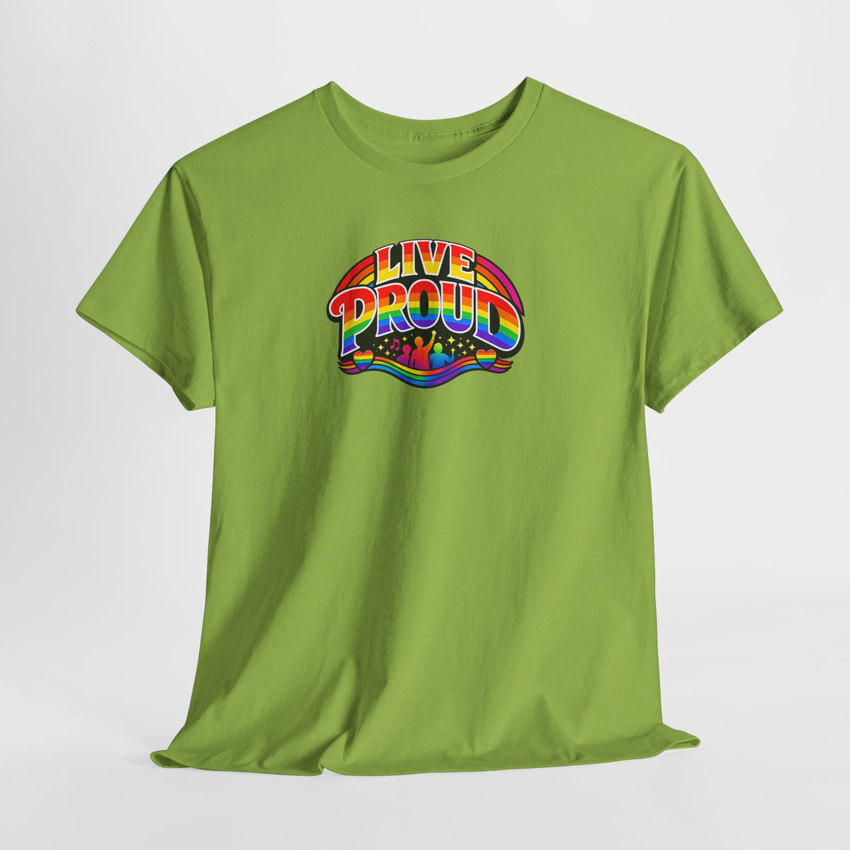 Live Proud Rainbow Graphic T-Shirt | Black Pride Parade Tee