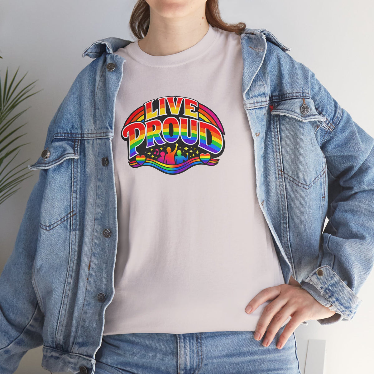 Live Proud Rainbow Graphic T-Shirt | Black Pride Parade Tee