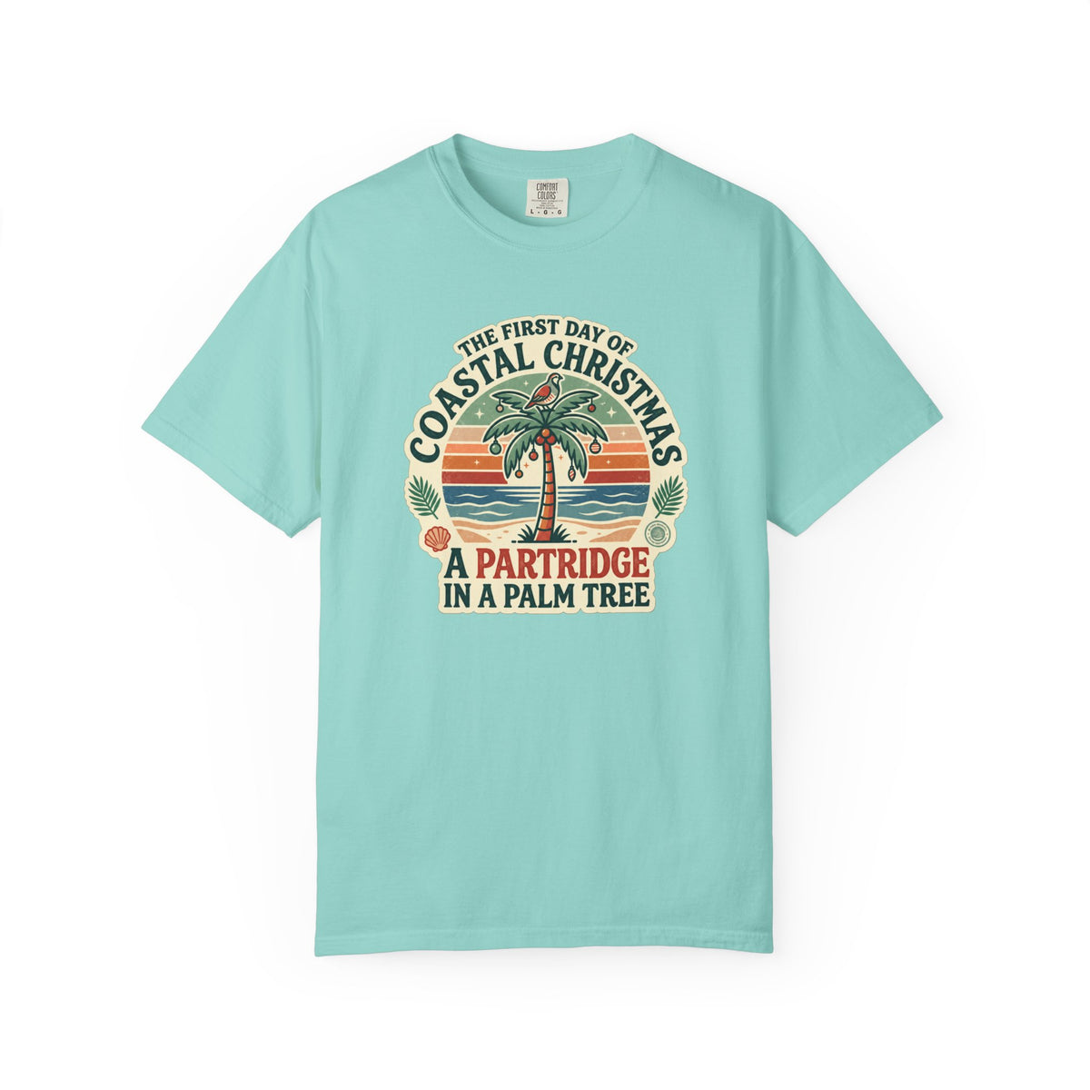 Partridge in a Palm Tree Coastal Christmas T-Shirt | Tropical Holiday Graphic Tee