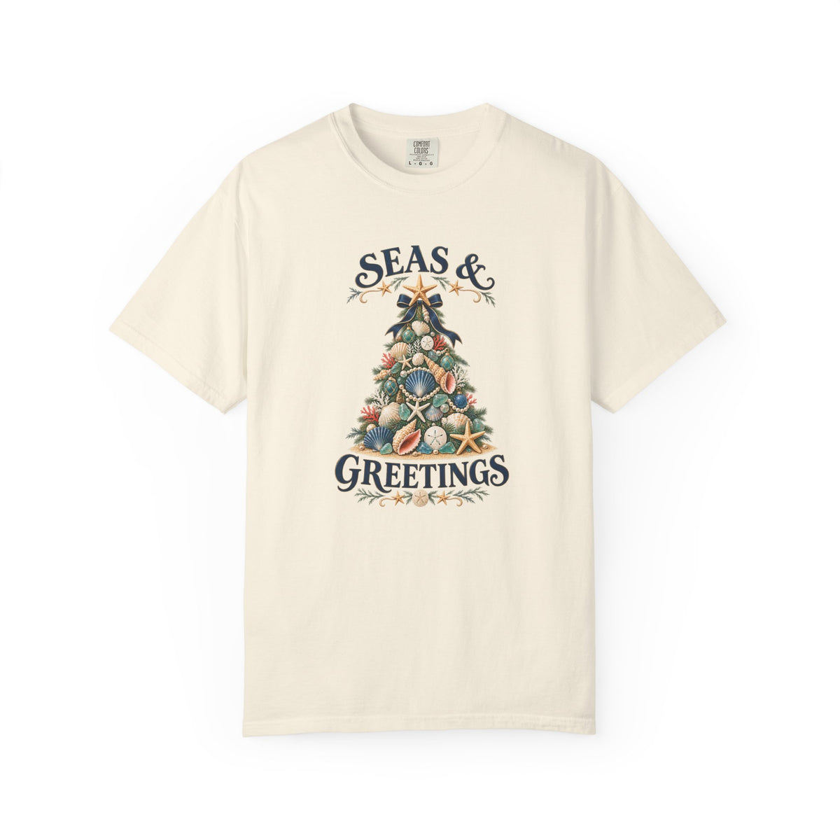 Seas & Greetings Seashell Christmas Tree T-Shirt | Coastal Holiday Beach Tee