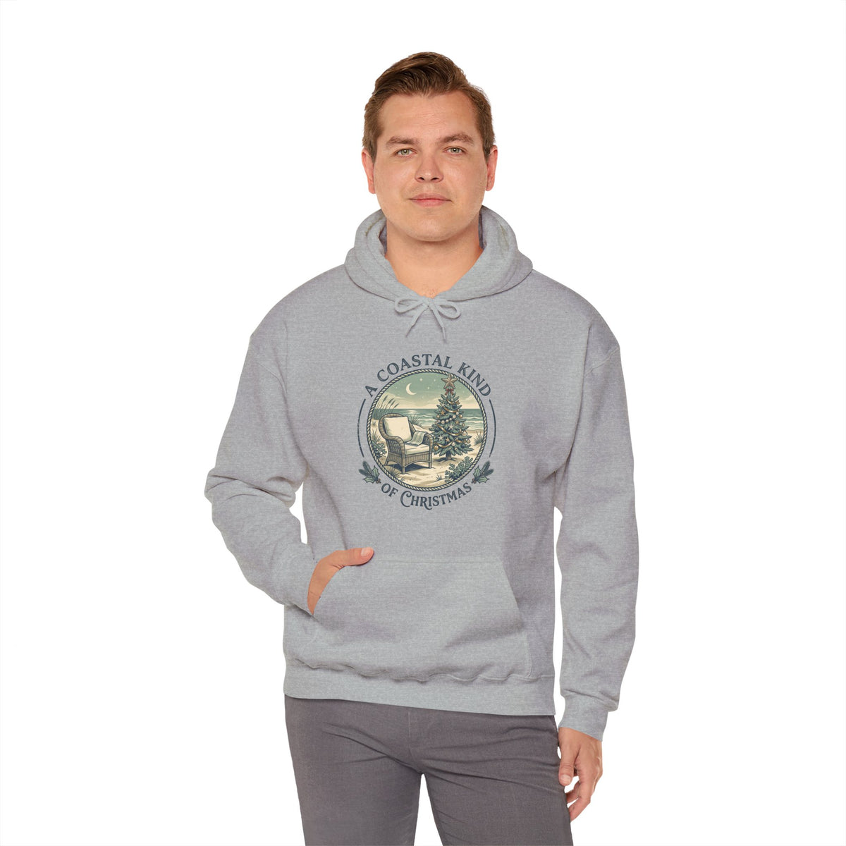 A Coastal Kind of Christmas Hoodie | Beach Chair Holiday Pullover Sweatshirt