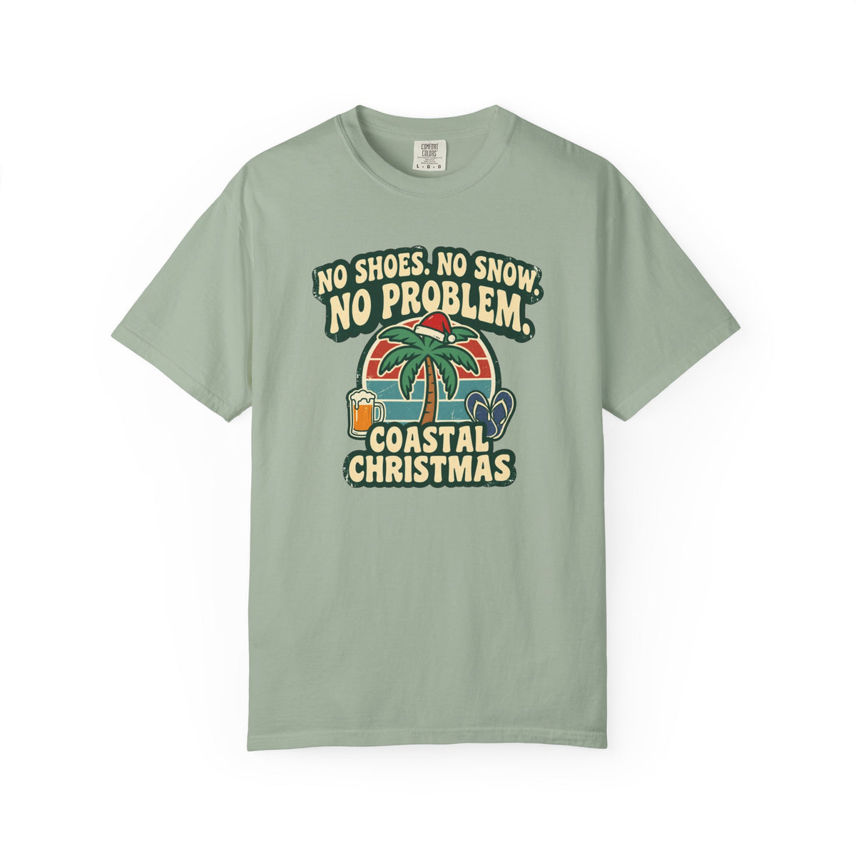 No Shoes No Snow No Problem Coastal Christmas T-Shirt | Funny Beach Holiday Tee