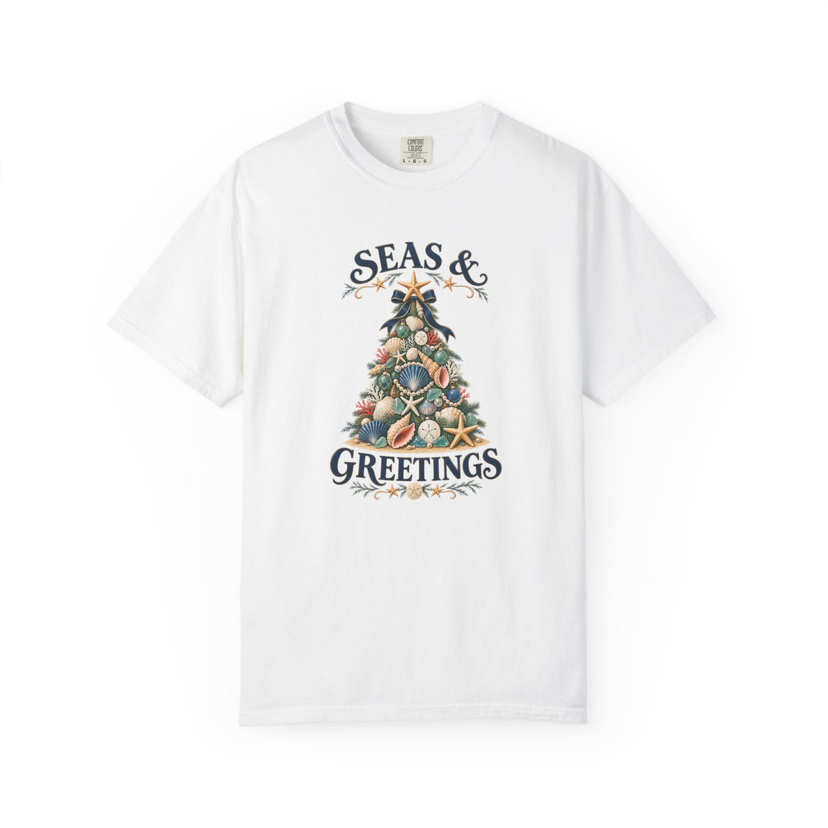Seas & Greetings Seashell Christmas Tree T-Shirt | Coastal Holiday Beach Tee