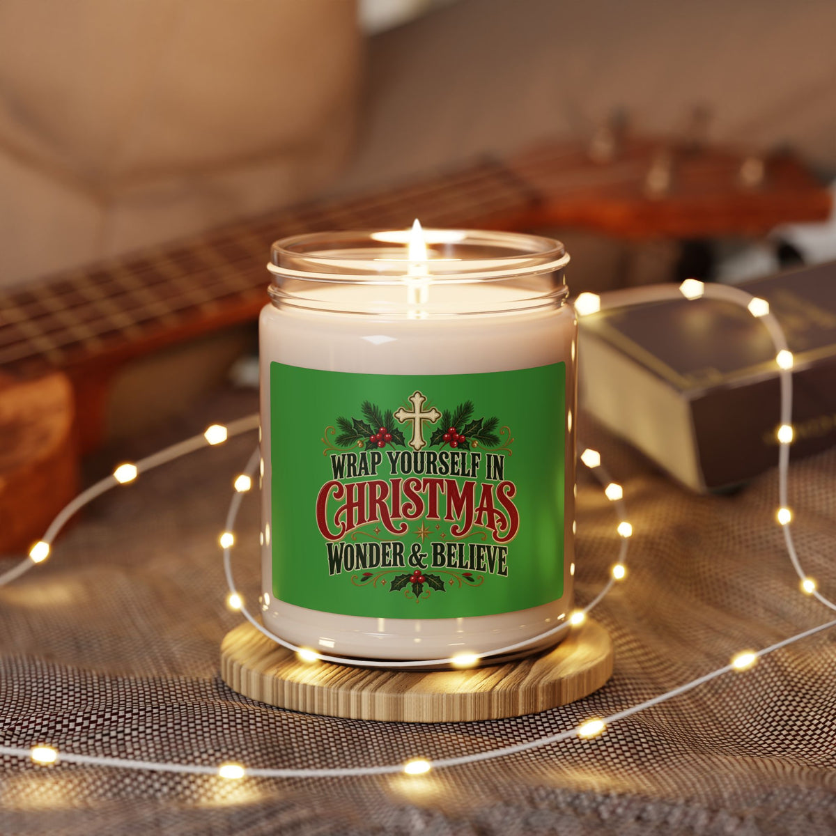 Wrap Yourself in Christmas Wonder & Believe Candle | Holiday Christian Soy Candle