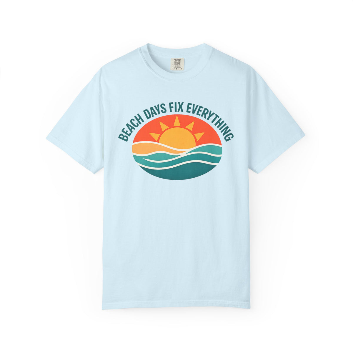 Beach Days Fix Everything T-Shirt | Retro Wave & Sun Graphic Tee | Ocean Vacation Shirt