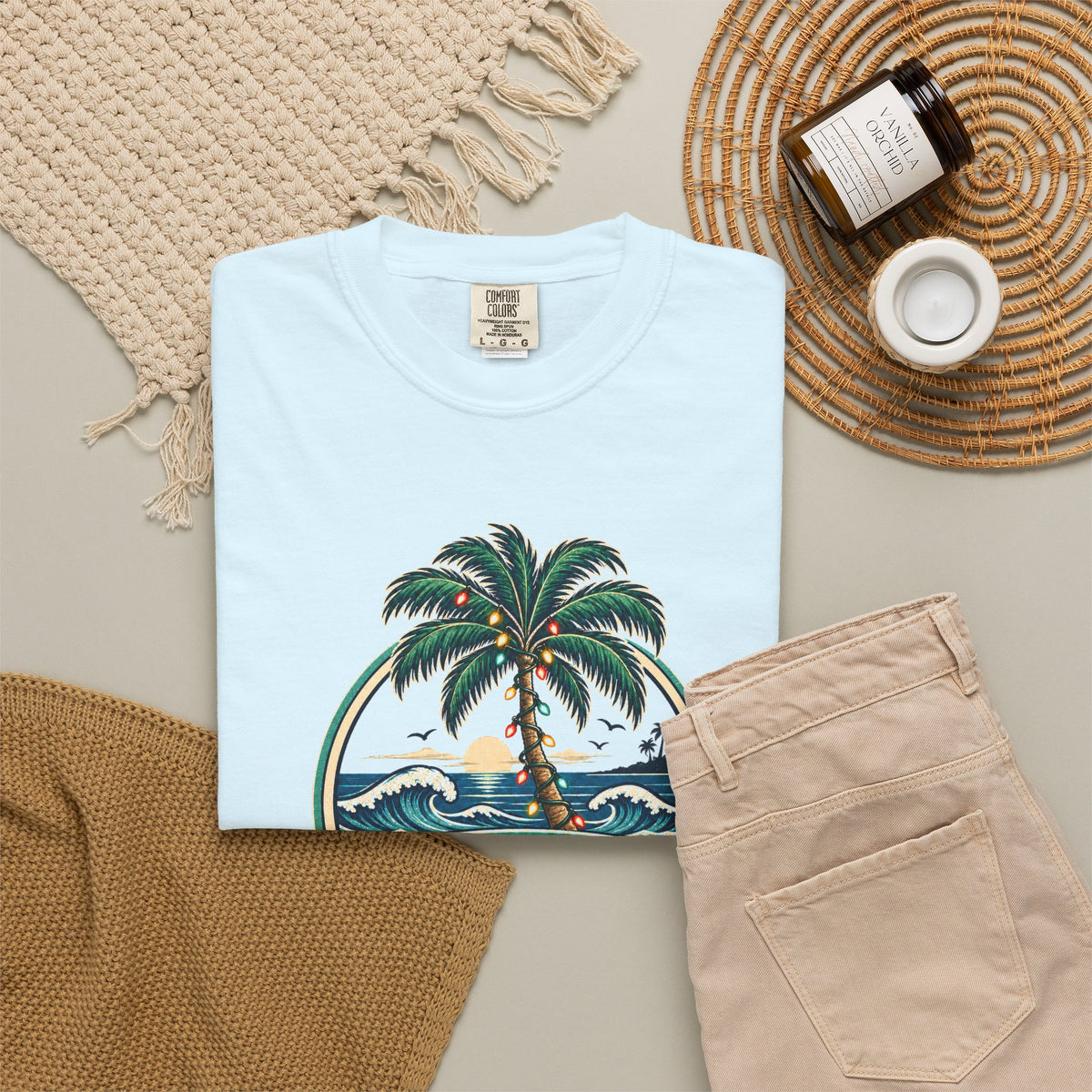 Coastal Christmas Club Palm Tree T-Shirt | Beach Holiday Graphic Tee