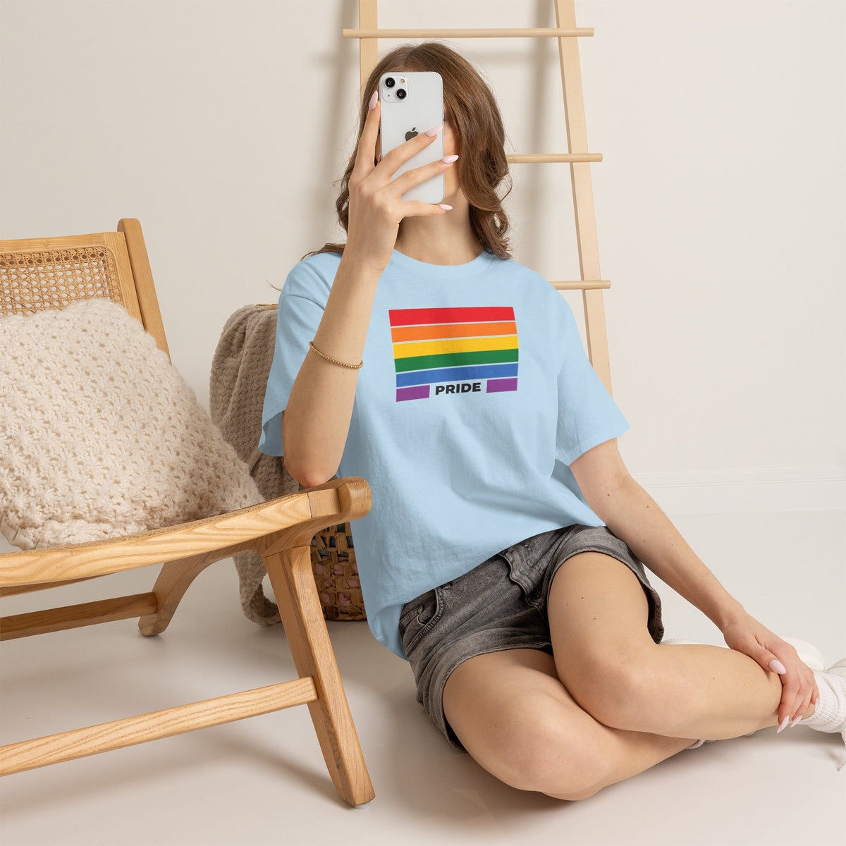 LGBTQ Rainbow Flag Pride T-Shirt | Sand Cotton Graphic Tee