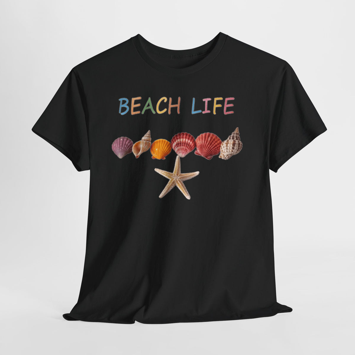 Beach Life Colorful Seashell Graphic T-Shirt | Tropical Ocean Vacation Tee