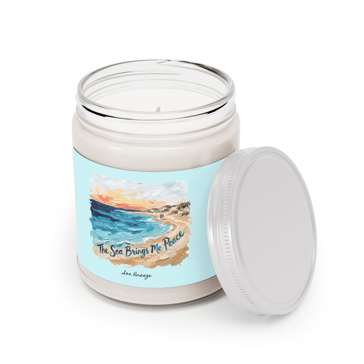 The Sea Brings Me Peace Coastal Sunset Soy Candle | Beach Ocean Scented Decor