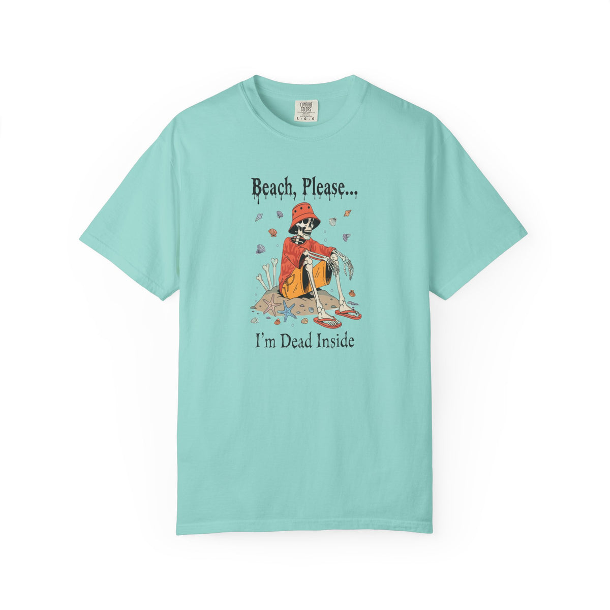 Beach Please I'm Dead Inside Shirt | Funny Skeleton Beach Halloween T-Shirt