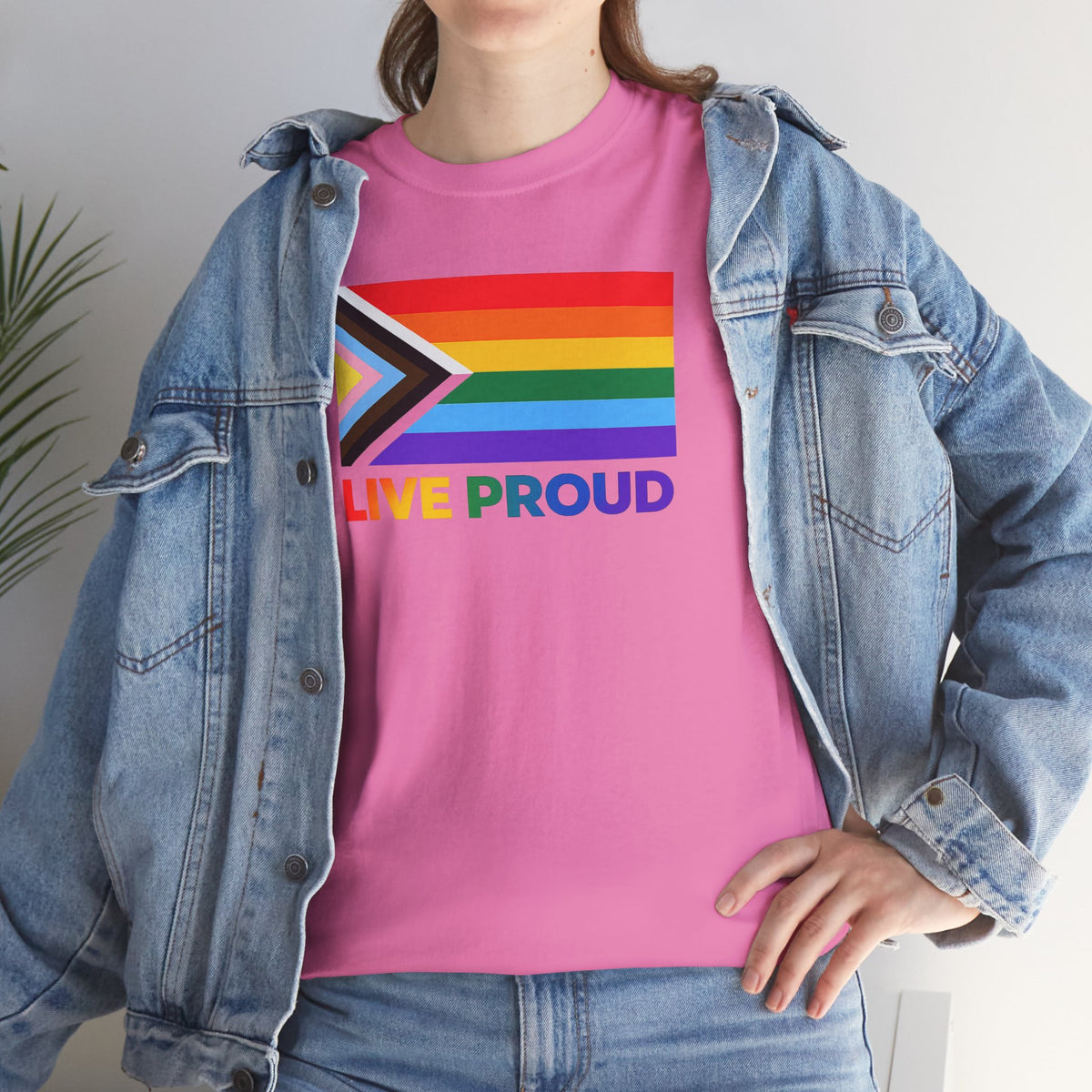Live Proud Progress Pride Flag T-Shirt | LGBTQ+ Equality Graphic Tee