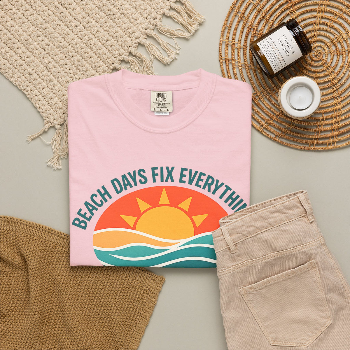 Beach Days Fix Everything T-Shirt | Retro Wave & Sun Graphic Tee | Ocean Vacation Shir
