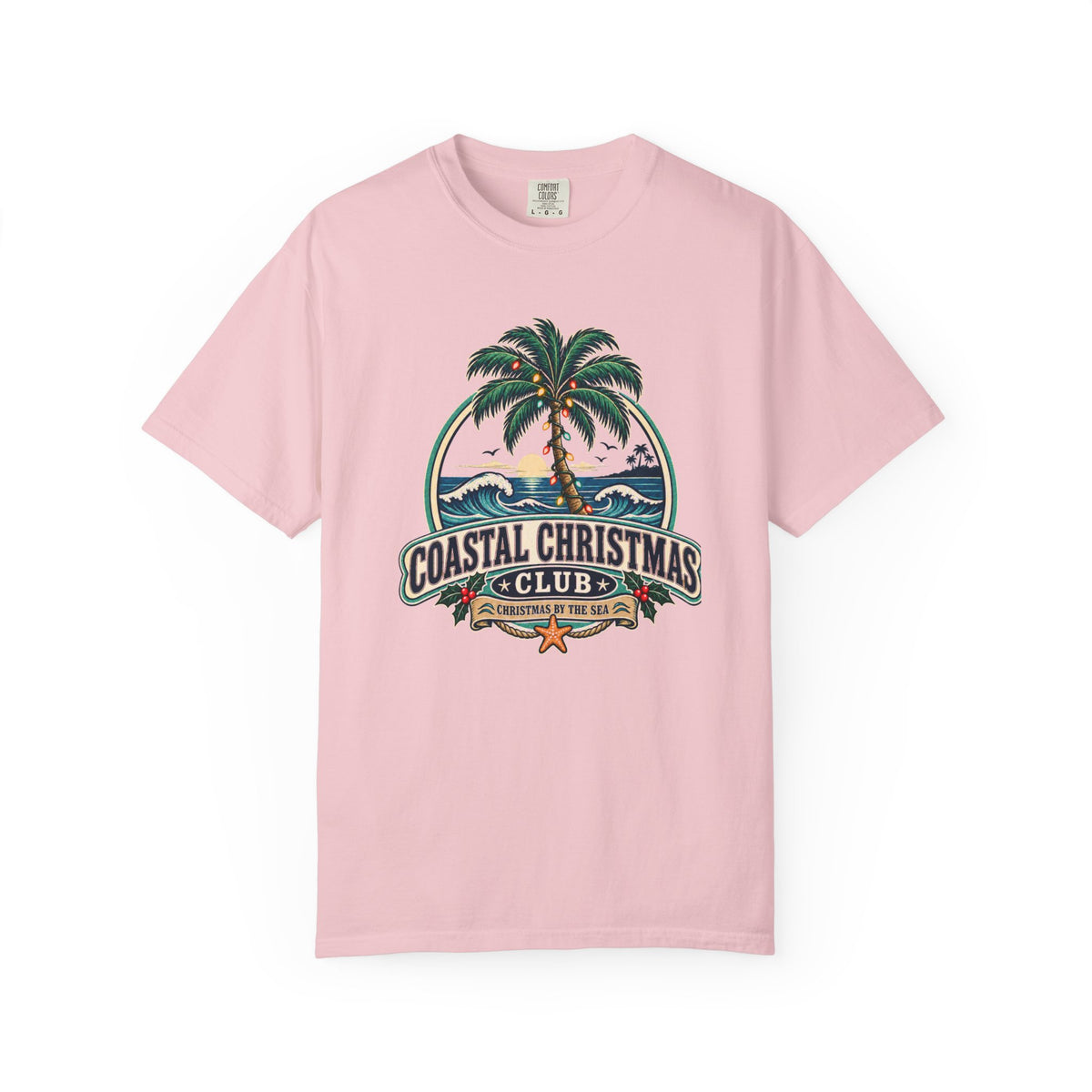 Coastal Christmas Club Palm Tree T-Shirt | Beach Holiday Graphic Tee