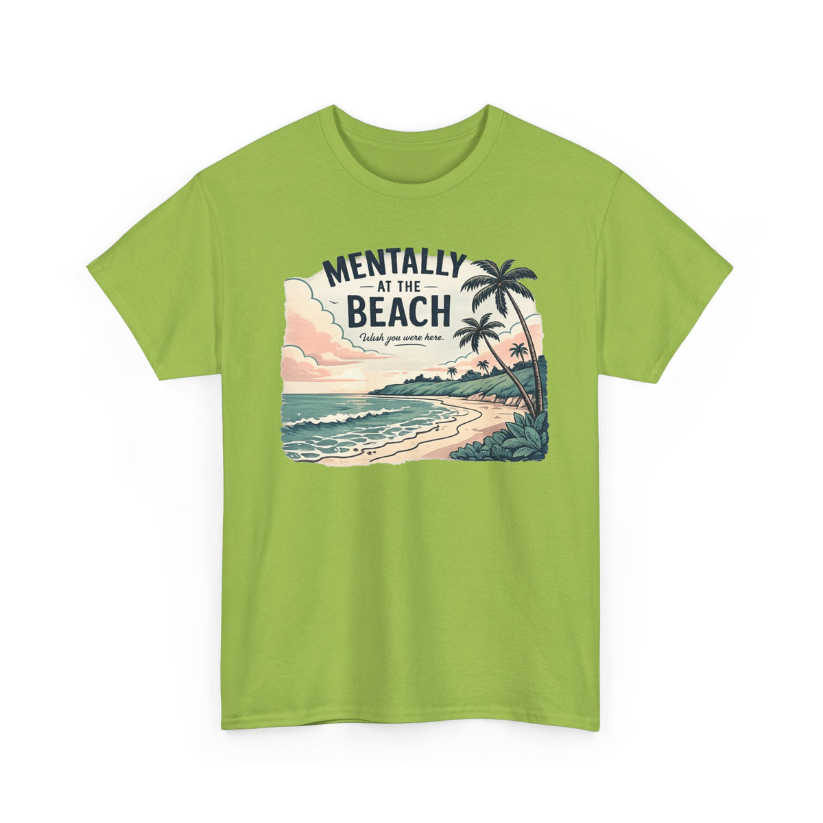 Mentally At The Beach T-Shirt | Retro Tropical Ocean Sunset Tee