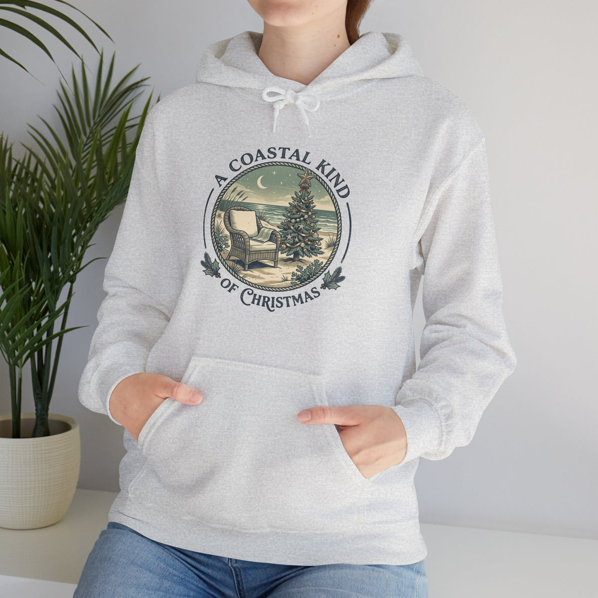 A Coastal Kind of Christmas Hoodie | Beach Chair Holiday Pullover Sweatshirt