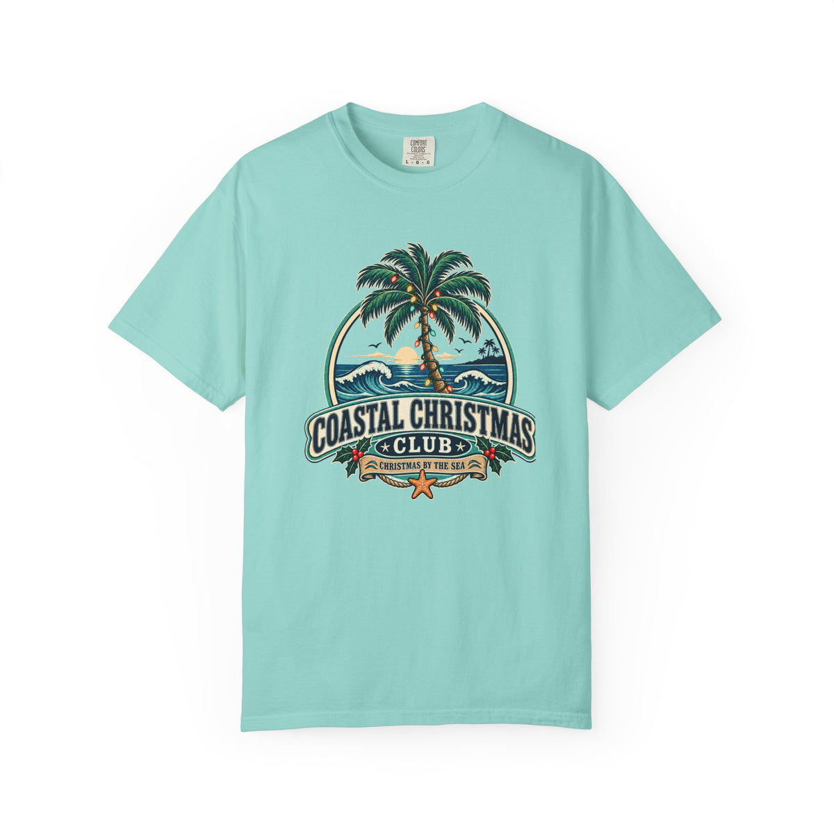Coastal Christmas Club Palm Tree T-Shirt | Beach Holiday Graphic Tee