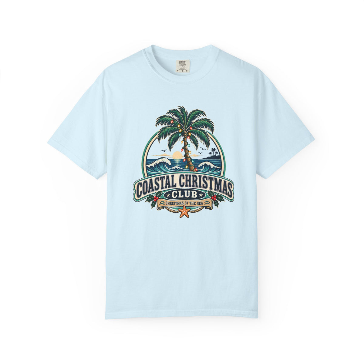 Coastal Christmas Club Palm Tree T-Shirt | Beach Holiday Graphic Tee