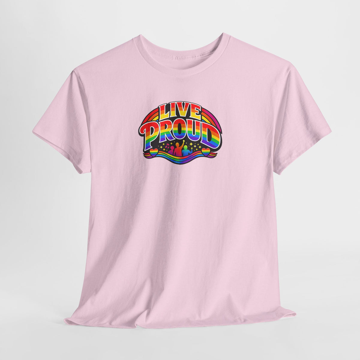 Live Proud Rainbow Graphic T-Shirt | Black Pride Parade Tee