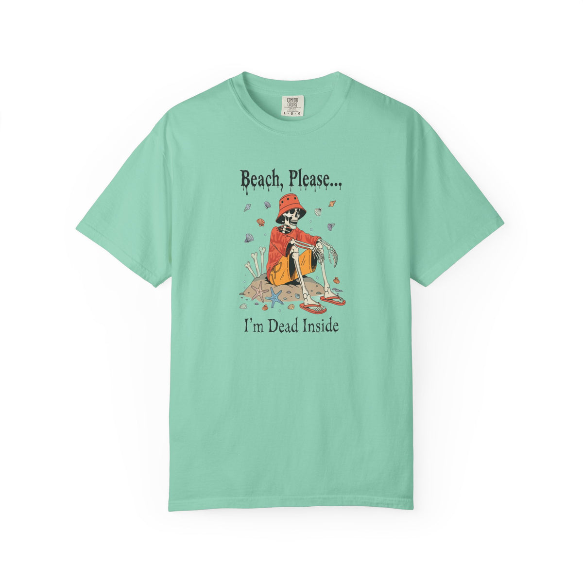 Beach Please I'm Dead Inside Shirt | Funny Skeleton Beach Halloween T-Shirt
