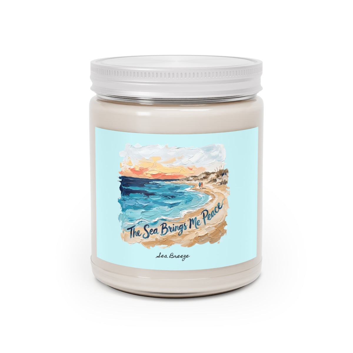 The Sea Brings Me Peace Coastal Sunset Soy Candle | Beach Ocean Scented Decor
