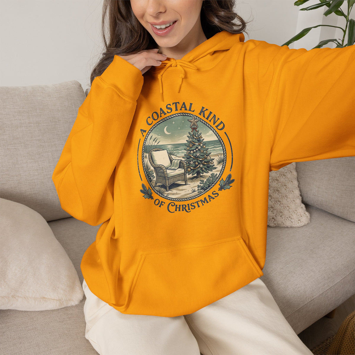 A Coastal Kind of Christmas Hoodie | Beach Chair Holiday Pullover Sweatshirt