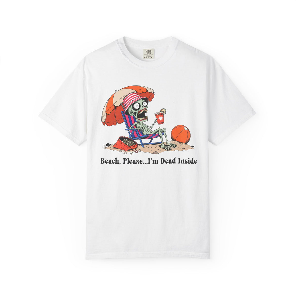 Beach Please I'm Dead Inside Shirt | Zombie Skeleton Beach Halloween T-Shirt